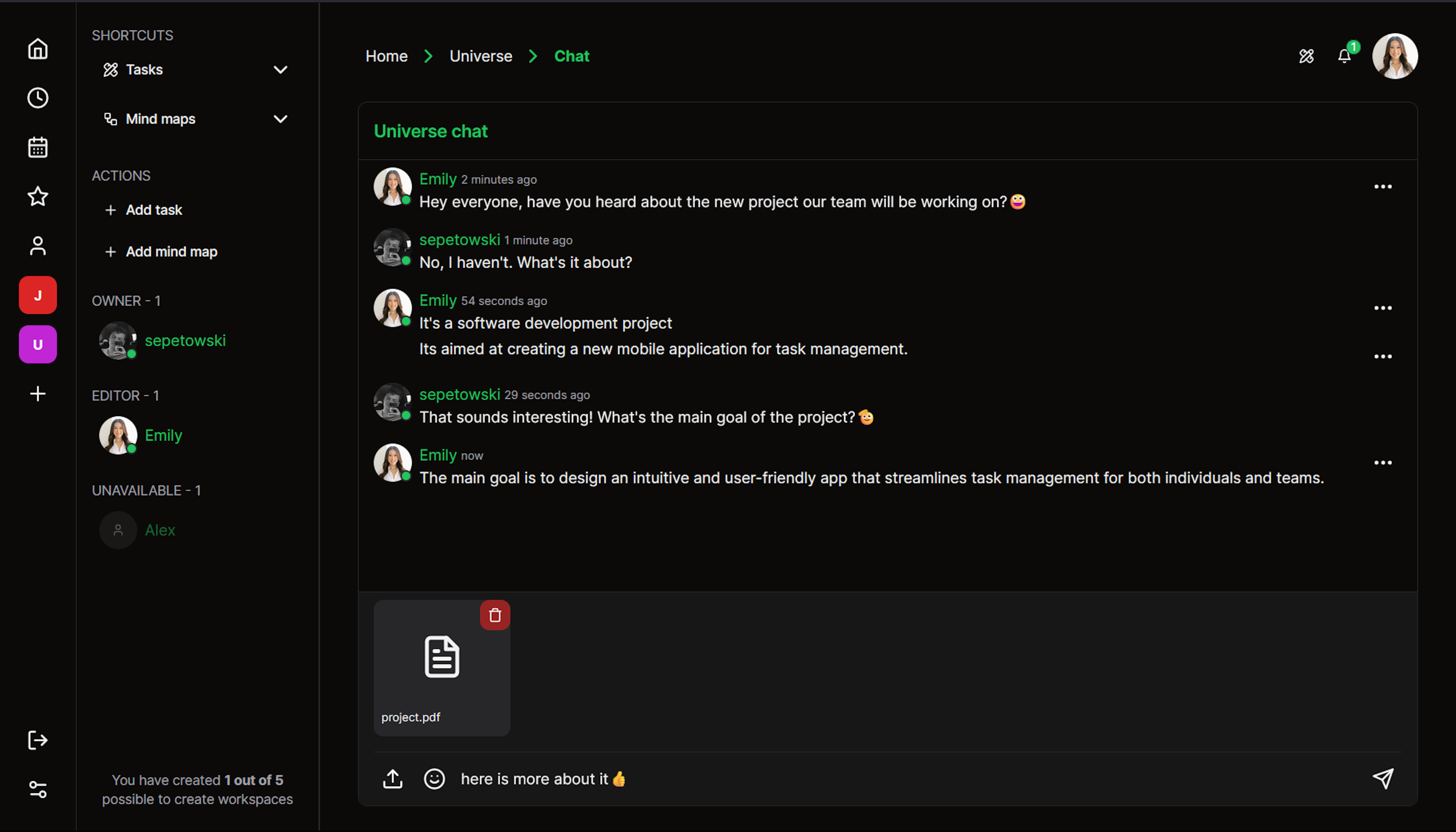 chat - dark theme