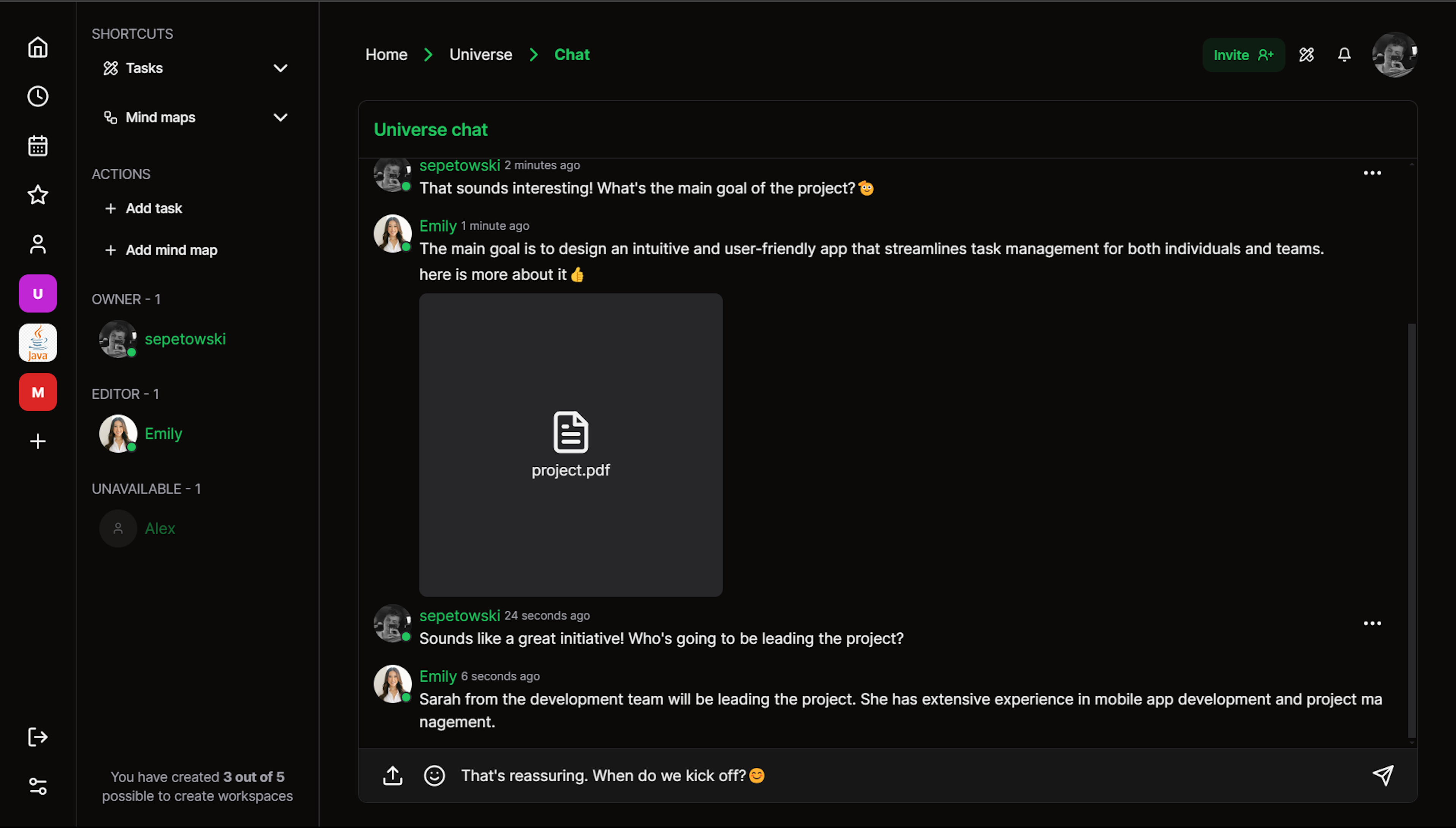 chat - dark theme