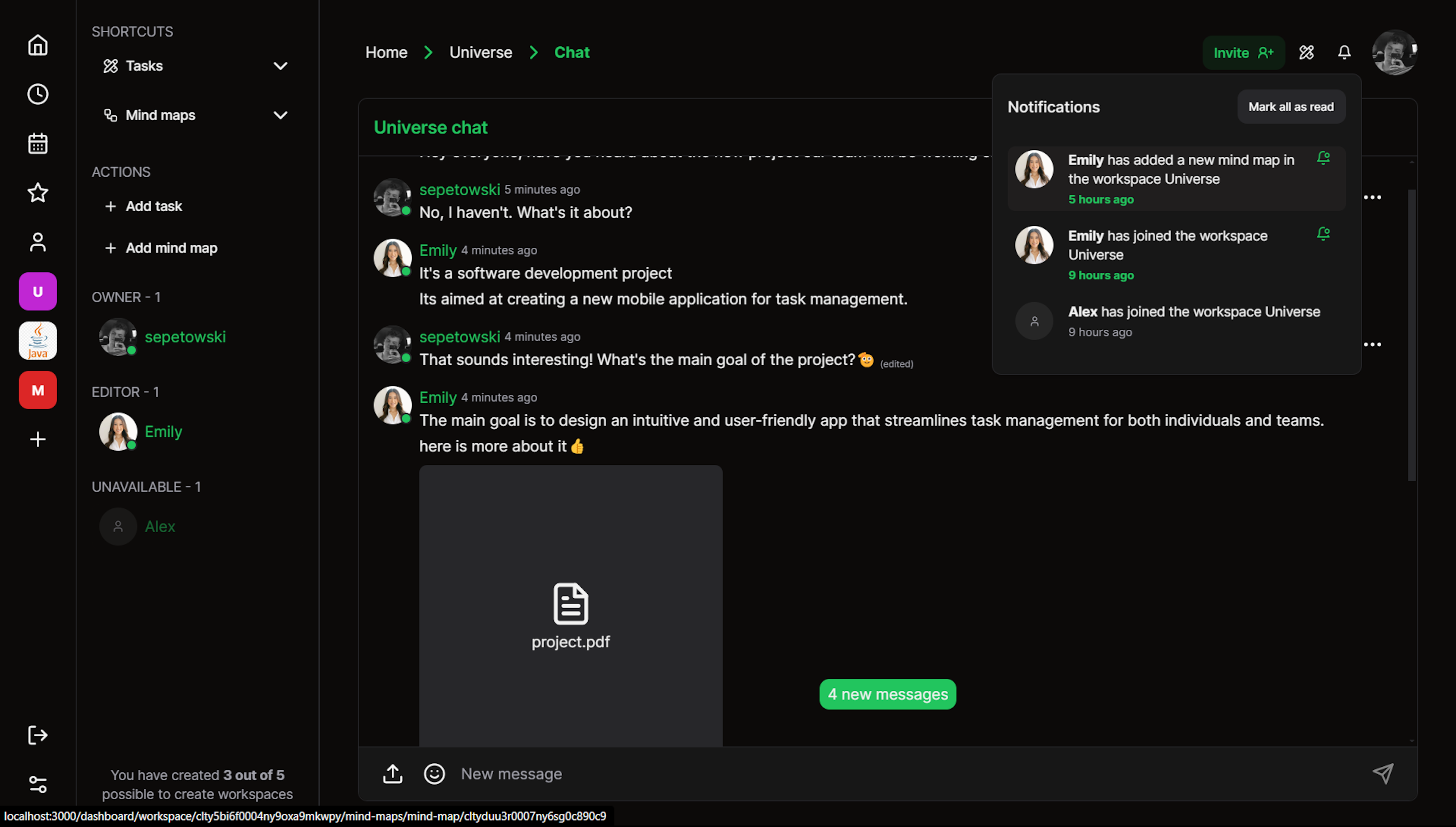 chat - dark theme